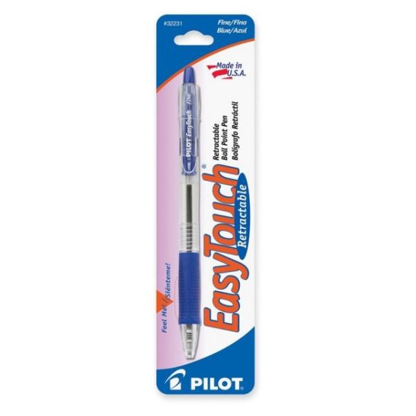 Pilot EasyTouch Retractable Ballpoint Pens, Fine Point, Blue