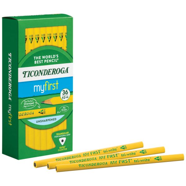 Ticonderoga® Tri-Write Beginners' Pencils, #2 Lead, Soft, Pack Of 36