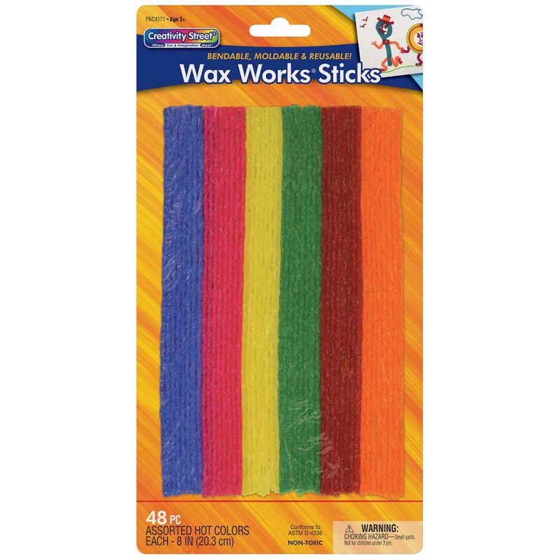 Wax Works® Sticks Assorted Hot Colors 8" 48 Pieces