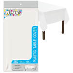 Plastic Tablecloth, 54″ x 108″, White