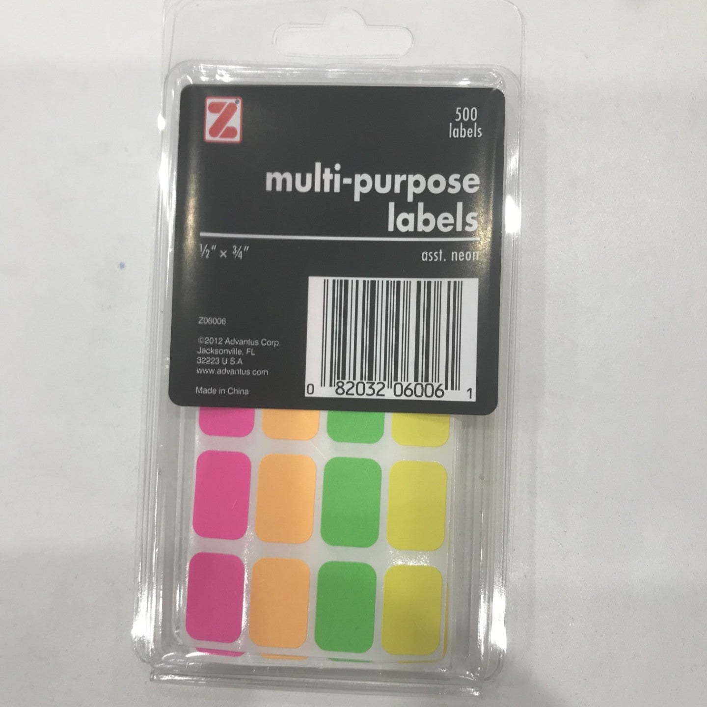 Multi Purpose Labels, Neon Colors, 500 Labels