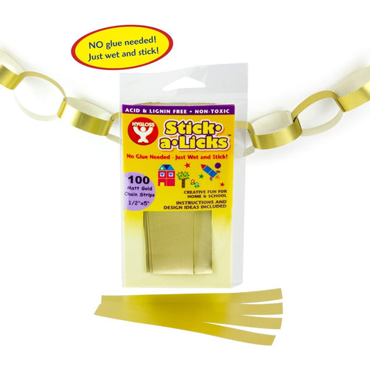 Stick-A-Licks Gummed Chain Strips Gold 100 Pcs