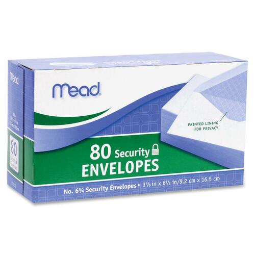 Mead #6 White Security Envelopes 80 Count