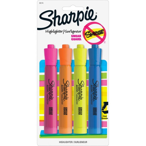 Sharpie Accent Highlighters, Chisel Tip, Assorted, 4 Pack