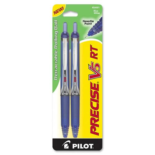 Pilot Precise V7 RT Fine Premium Retractable Rolling Ball Pens Blue 2 Pack