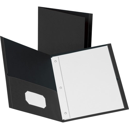 3 Prong 2 Pocket Paper Folder Black 25/Pcs