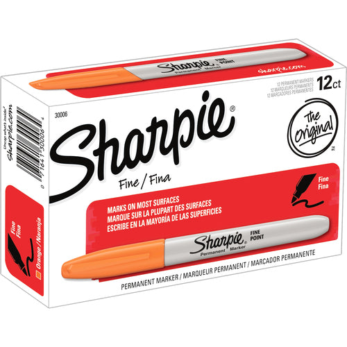 Sharpie Fine Point Permanent Markers Orange Ink, Pack Of 12
