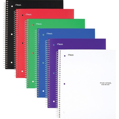 Five Star Wirebound Wide Rule 3-Subject Notebook 150 Sheets Color may vary