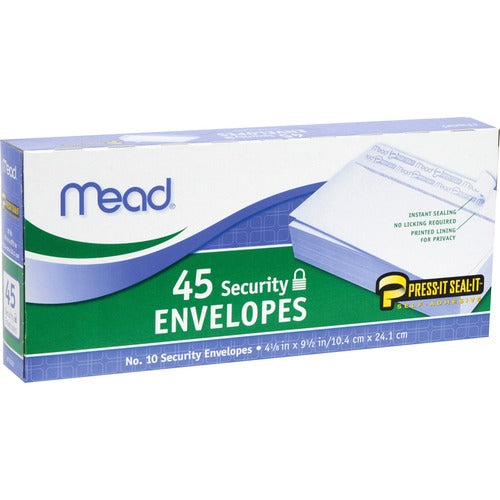 Mead Press-It Seal-It #10 Security Envelopes 45 Count