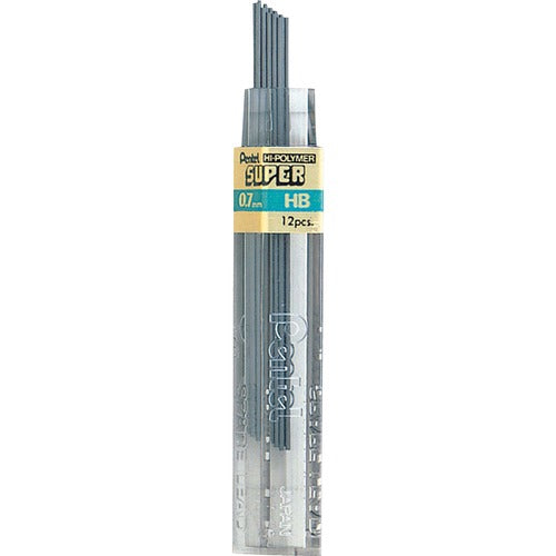 Super Hi-Polymer Lead Refills, 0.7 mm, HB, Black, 12/Tube