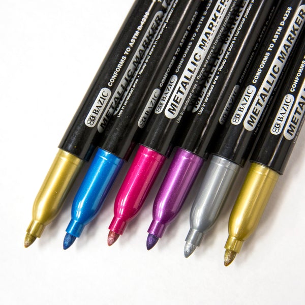 6 Metallic Assorted Permanent Markers