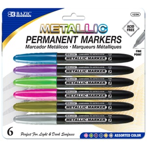 6 Metallic Assorted Permanent Markers