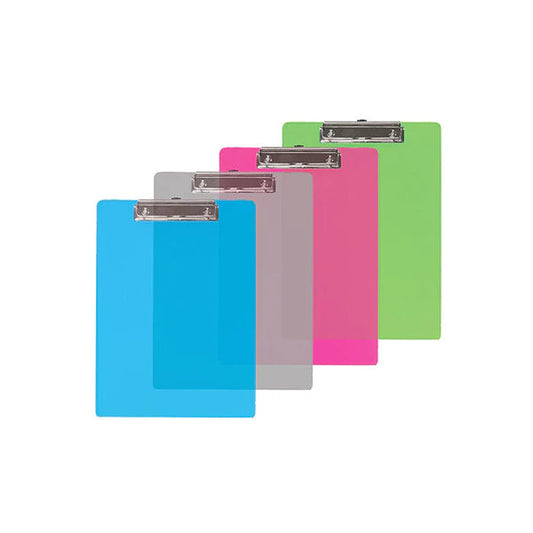 Memo Size Plastic Clipboard w/ Low Profile Clip Color May Vary