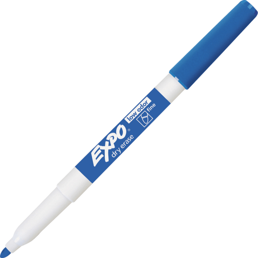 EXPO Low-Odor Dry Erase Markers, Point Tip, Blue,