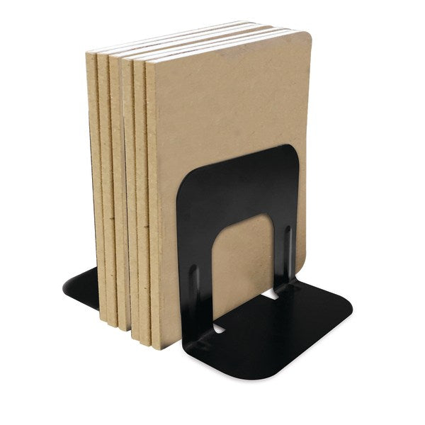 Economy Bookends, Nonskid, 4 3/4 X 5 1/4 X 5, Heavy Gauge Steel, Black