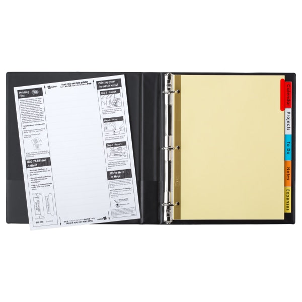 Avery Big Tab Insertable Dividers Gold Reinforced Edge, Buff/Multicolor, 5-Tab