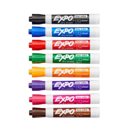 EXPO Low-Odor Dry Erase Markers, Chisel Tip, Assorted Colors,