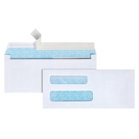 #8 5/8 Security Envelopes, Double Window, Clean Seal, White, Box Of 250