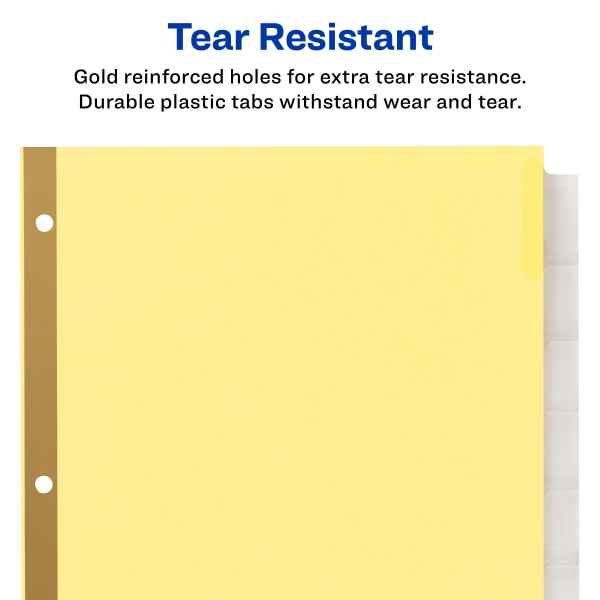 Avery Big Tab Insertable Dividers Gold Reinforced Edge, Buff/Clear, 8-Tab