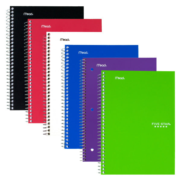 Five Star Notebook, 6" X 9 1/2", 2 Subjects, College Ruled, 100 Sheets Color may vary
