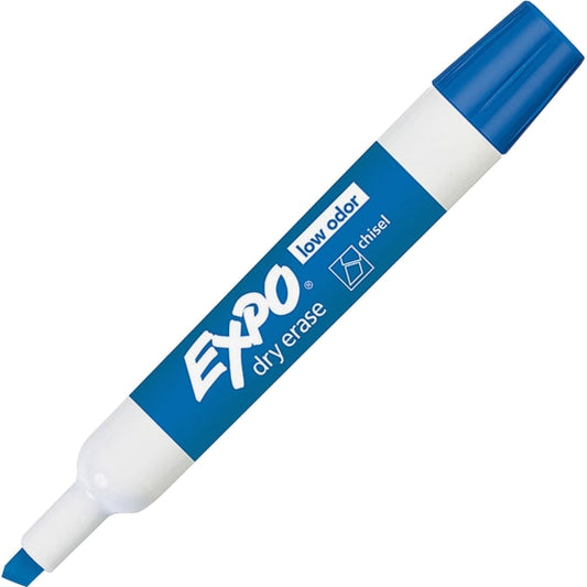 EXPO Low-Odor Dry Erase Markers, Chisel Tip, Blue,