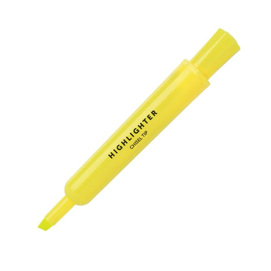 Chisel-Tip Highlighters, Fluorescent Yellow, Pack Of 12