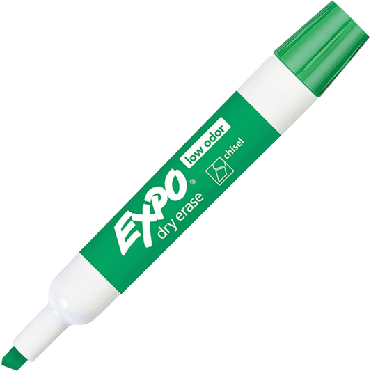 EXPO Low-Odor Dry Erase Markers, Chisel Tip, Green,