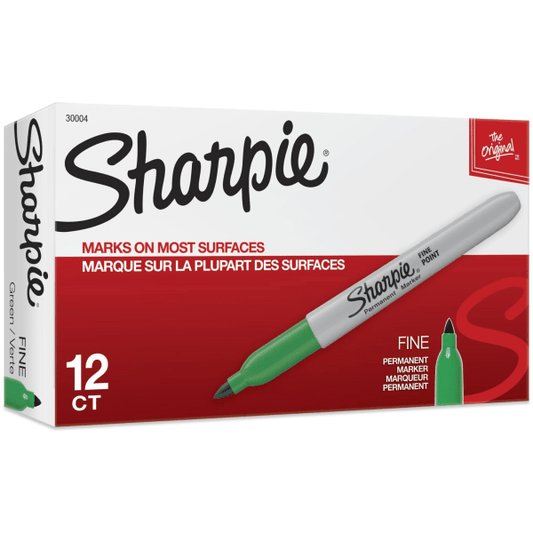 Sharpie Fine Point Permanent Markers Green Ink, Pack Of 12