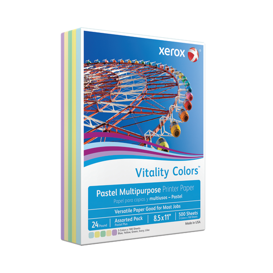 Copy Paper, 24lb, 8-1/2 x 11 500 Sheets Pastel Assorted Colors