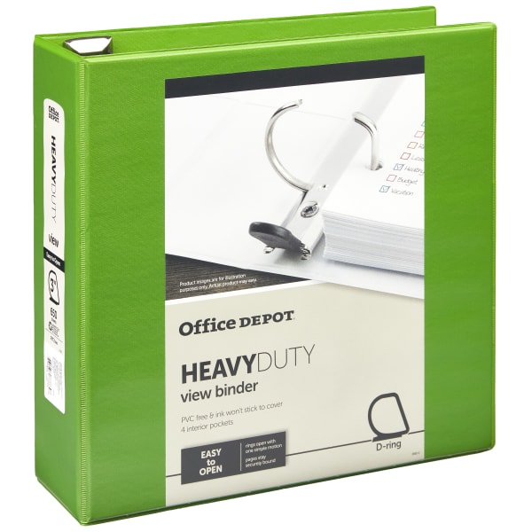 Heavy-Duty View 3-Ring Binder, 3" D-Rings Army Green