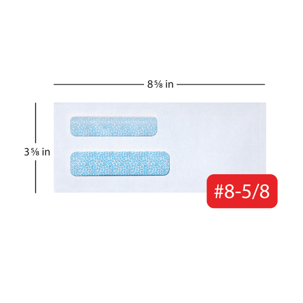 #8 5/8 Security Envelopes, Double Window, Clean Seal, White, Box Of 250