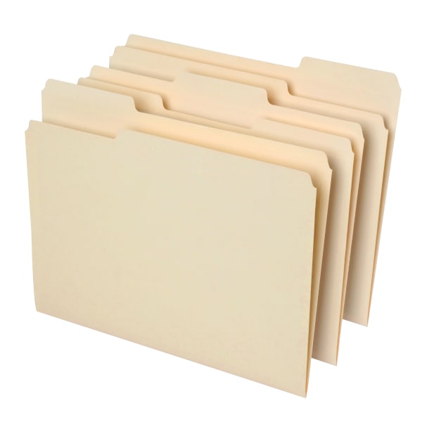 Manila, File Folders, 1/3-Cut Tabs, Letter Size, Box Of 100