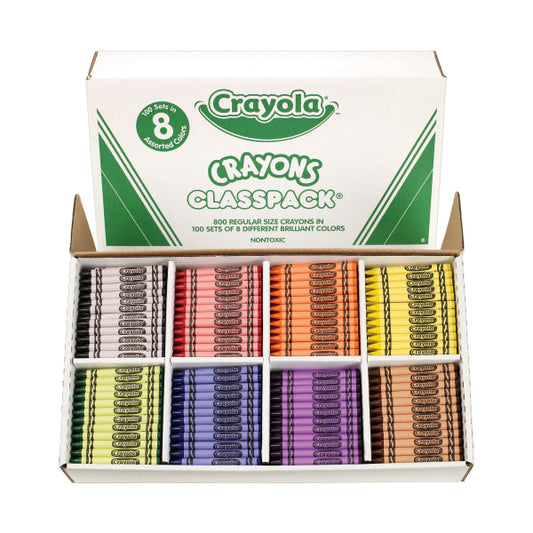 Crayola Classpack Regular Crayons, 8 Colors, 800/Box