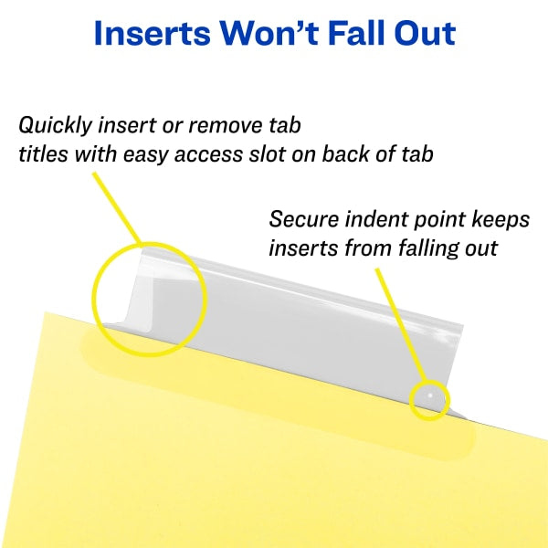 Avery Big Tab Insertable Dividers Gold Reinforced Edge, Buff/Clear, 8-Tab