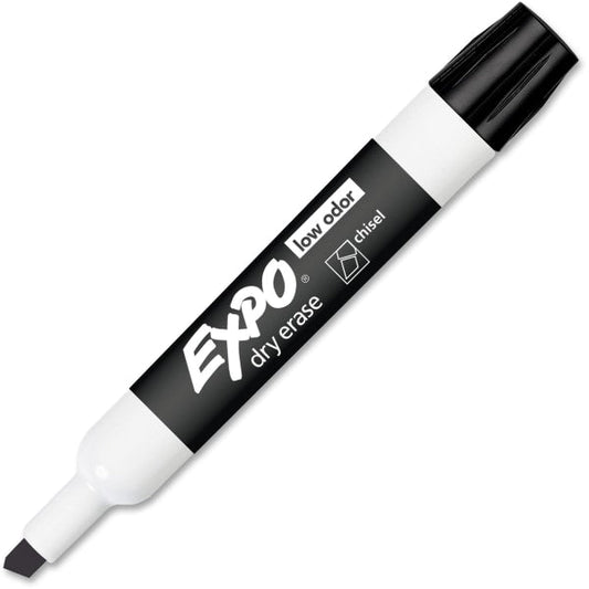 EXPO Low-Odor Dry Erase Markers, Chisel Tip, Black,