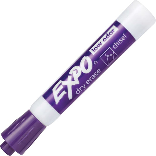 EXPO Low-Odor Dry Erase Markers, Chisel Tip, Purple,