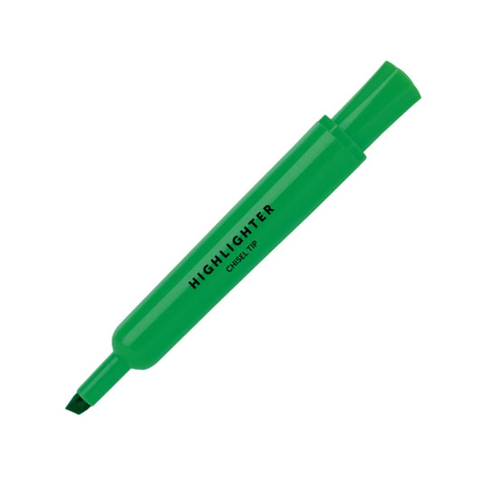 Chisel-Tip Highlighters, Fluorescent Green, Pack Of 12