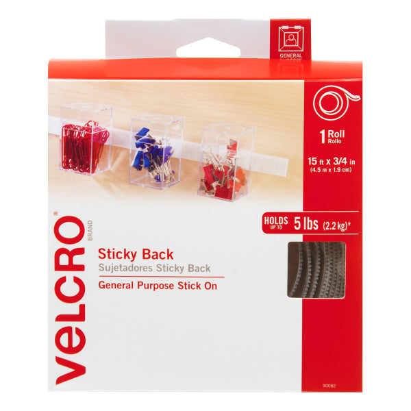 VELCRO Brand STICKY BACK Fasteners, 3/4" X 15', White