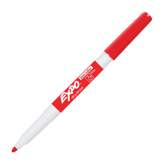 EXPO Low-Odor Dry Erase Markers, Point Tip, Red,