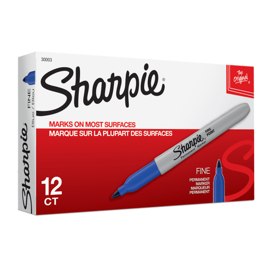 Sharpie Fine Point Permanent Markers Blue Ink, Pack Of 12
