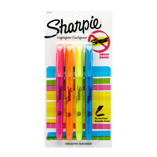 Sharpie Accent Pocket Highlighters, Assorted, Pack Of 4