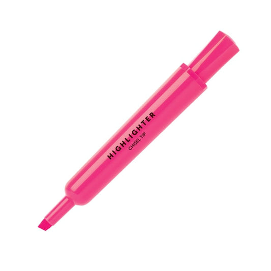 Chisel-Tip Highlighters, Fluorescent Pink, Pack Of 12