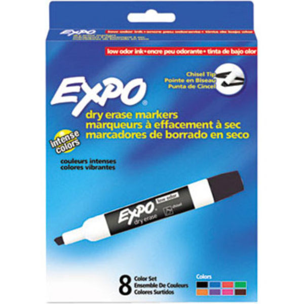 EXPO Low-Odor Dry Erase Markers, Chisel Tip, Assorted Colors,