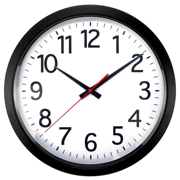 Quartz Wall Clock, 14", Black