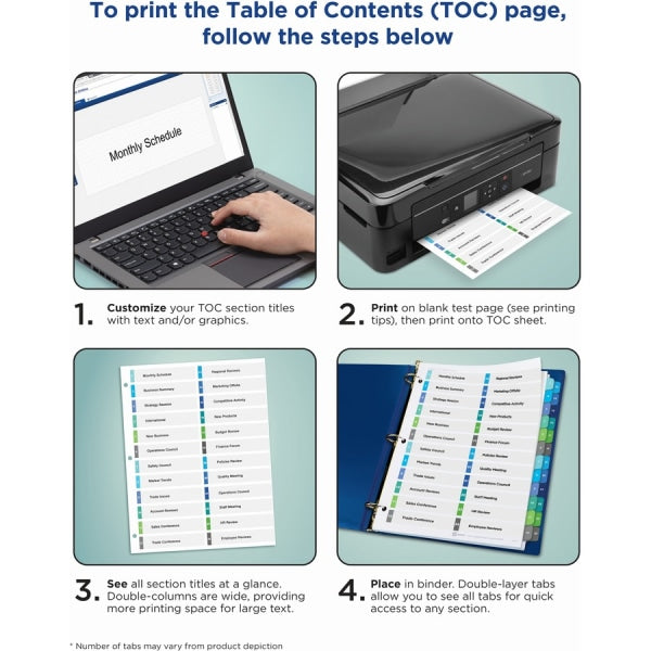 Avery Ready Index Double-Column Table Of Contents Dividers, 24-Tab