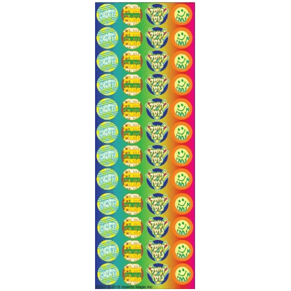 “Ah Nachas, Zayer Gut, Gevaldig, Geshmak” Teacher Incentive Circle Stickers 6-Sheet pack