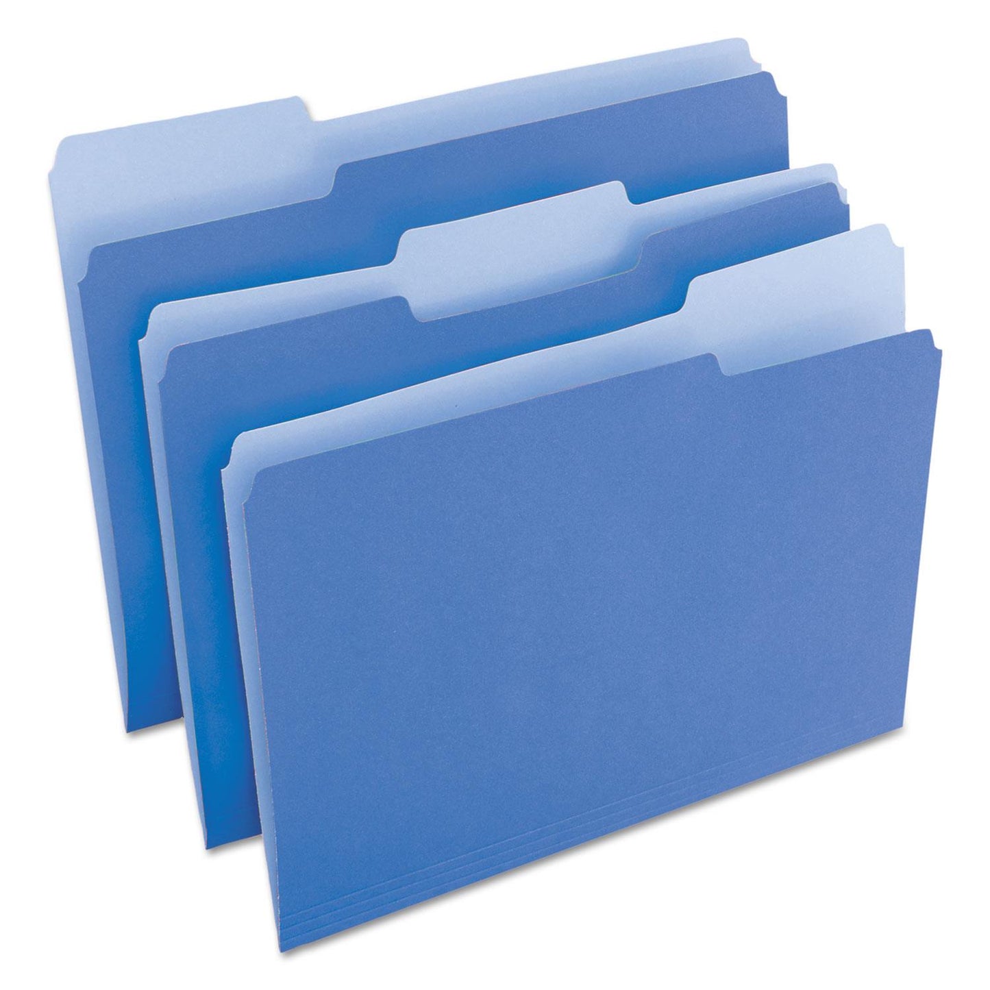 2-Tone File Folders, 1/3 Cut, Letter Size, Blue, Box Of 100