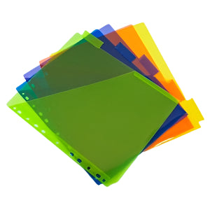 Enday 5 Tab Dividers with Pocket, Plastic Multicolor With White Insertable Tabs