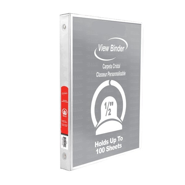 1/2" Gray 3-Ring View Binder w/ 2-Pockets