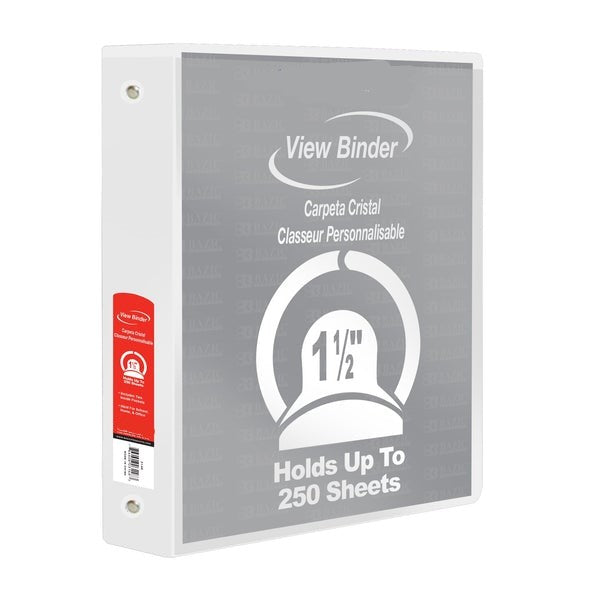 1.5" Hard 3-Ring Binder with View White